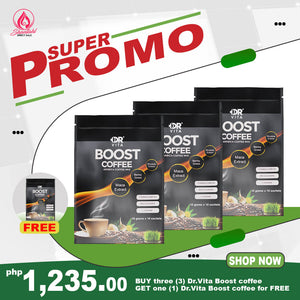 Buy 3+1 Free Promo Dr. Vita Boost Coffee (Arabica Coffee Mix)- Energy Booster Coffee